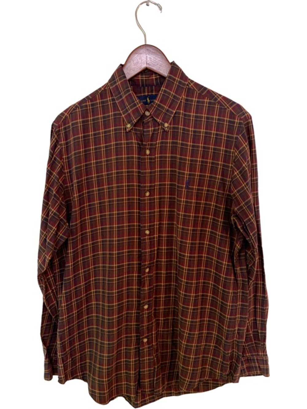 Ralph Lauren Men's Burgundy Plaid Button-Down Shirt